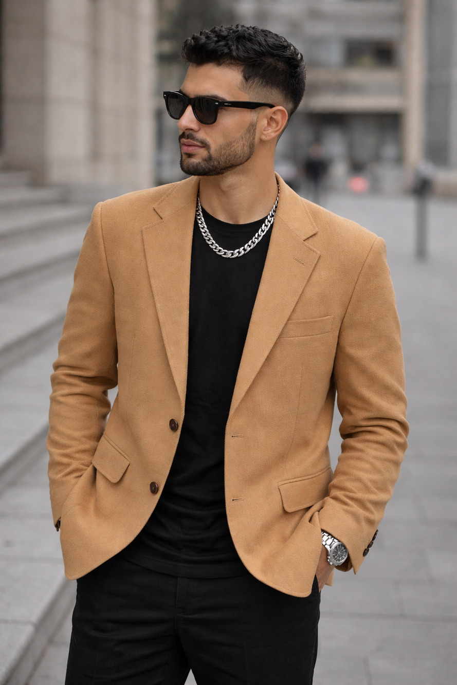Evan Picone Hecht’s Camel Hair Wool Blazer Jacket Large